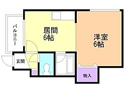アベニール 1DKの間取図画像
