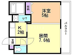 プロムナードコート麻生 1LDKの間取図画像