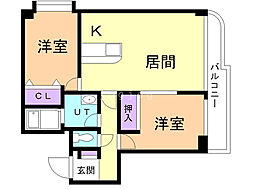 ルピナス壱番館 2LDKの間取図画像