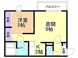 カトラン麻生 1LDKの間取図画像
