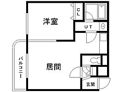 コスモ麻生 1LDKの間取図画像