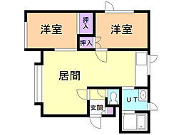 ゆうキャッスル2 2LDKの間取図画像