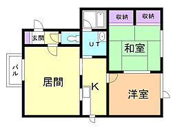 リバーサイド29B 2LDKの間取図画像