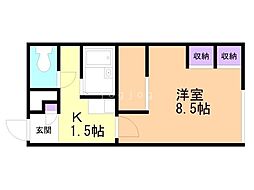 レオパレスカズ 1Kの間取図画像