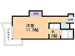 藤井ビル北17条2 1Kの間取図画像