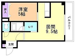 アドバン38 1LDKの間取図画像