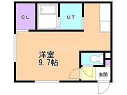 TwinberryAsabu 1Kの間取図画像