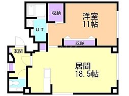 フロンティア麻生南 1LDKの間取図画像