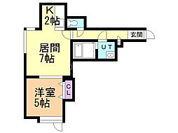 楓ガーデン 1LDKの間取図画像
