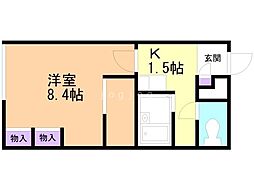 レオパレス拓北公園前 1Kの間取図画像