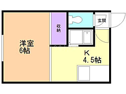 レジデンス2416 1DKの間取図画像