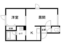 モンレーブ篠路 1LDKの間取図画像