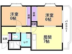パルティール23 2DKの間取図画像