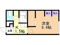 レオパレスフリーダ北50条 1Kの間取図画像