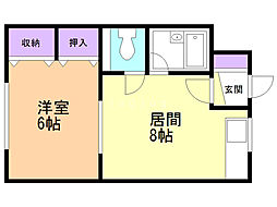 マンション常盤 1LDKの間取図画像
