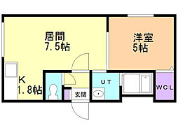 ラ・メゾン・麻生 1LDKの間取図画像
