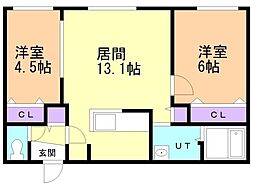 ブランシャールKT&Y麻生 2LDKの間取図画像