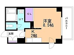 デュオヴェール 1Kの間取図画像