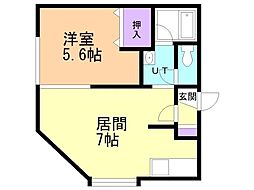 メイプルハウス 1DKの間取図画像