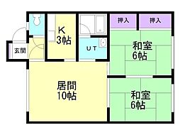 シティハイム 2LDKの間取図画像