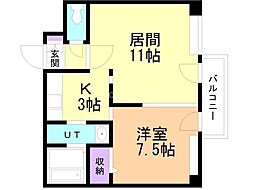 藤井ビル北23条2 1LDKの間取図画像