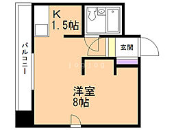 パールタウン大通 5階1Kの間取り