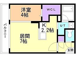 Red　Orb　YAMAHANA 3階1LDKの間取り