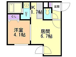 メイプルメゾン 3階1LDKの間取り