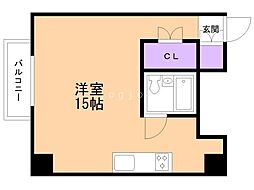 札幌市営東西線 西11丁目駅 徒歩5分の賃貸マンション 6階ワンルームの間取り
