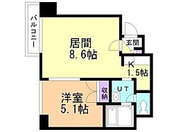レジディア桑園 3階1LDKの間取り