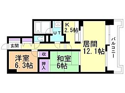 THERESIDENCEPARKODORIKOEN 2LDKの間取図画像