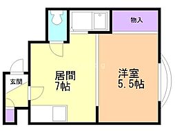 グランメール南8条 401 4階1DKの間取り