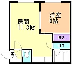 絵瑠夢23 1階1LDKの間取り