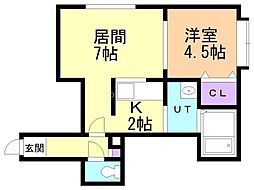 アーバンライフ南5条 1階1LDKの間取り