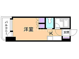 アン・セリジェ弐番館 6階1Kの間取り