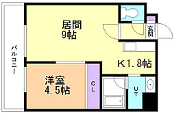 セントポーリア拾番館 608 6階1LDKの間取り
