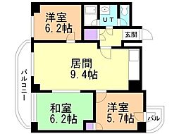 サンシャイン円山第10野村ビル 3LDKの間取図画像