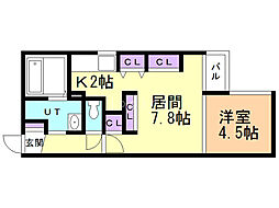 ツヴァイトロジック 2階1DKの間取り