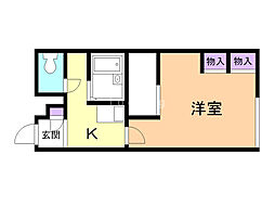 レオパレス桑園 107 1階1Kの間取り