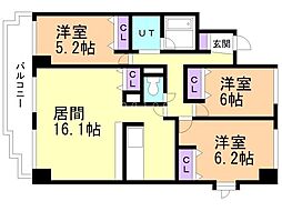 ポラリス伏見 3LDKの間取図画像