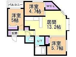 アルファスクエア南1西18 8階3LDKの間取り