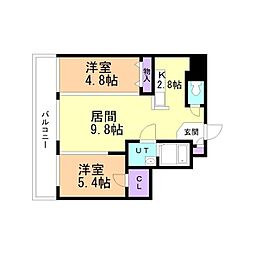 札幌中央レジデンス（旧ＫＷレジデンス札幌中央） 10階2LDKの間取り