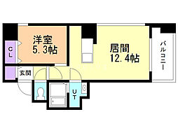 ビッグタワー大通公園 1503 15階1LDKの間取り