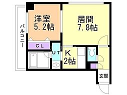 ＩＳグランデ札幌 5階1LDKの間取り