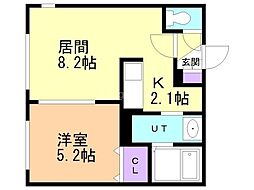 ルーク南8条 5階1LDKの間取り
