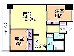 ｐａｔｉｏＳ7（旧サムティレジデンスＳ7） 2階2LDKの間取り