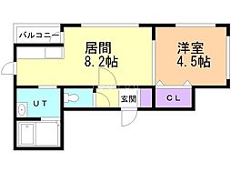 リデーレ中島公園 3階1LDKの間取り