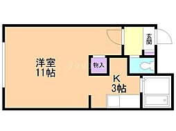 ヌーベル・98 2階1Kの間取り