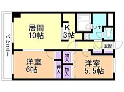 クレストコート宮の森 2LDKの間取図画像