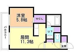 スペチアーレ伏見 1LDKの間取図画像